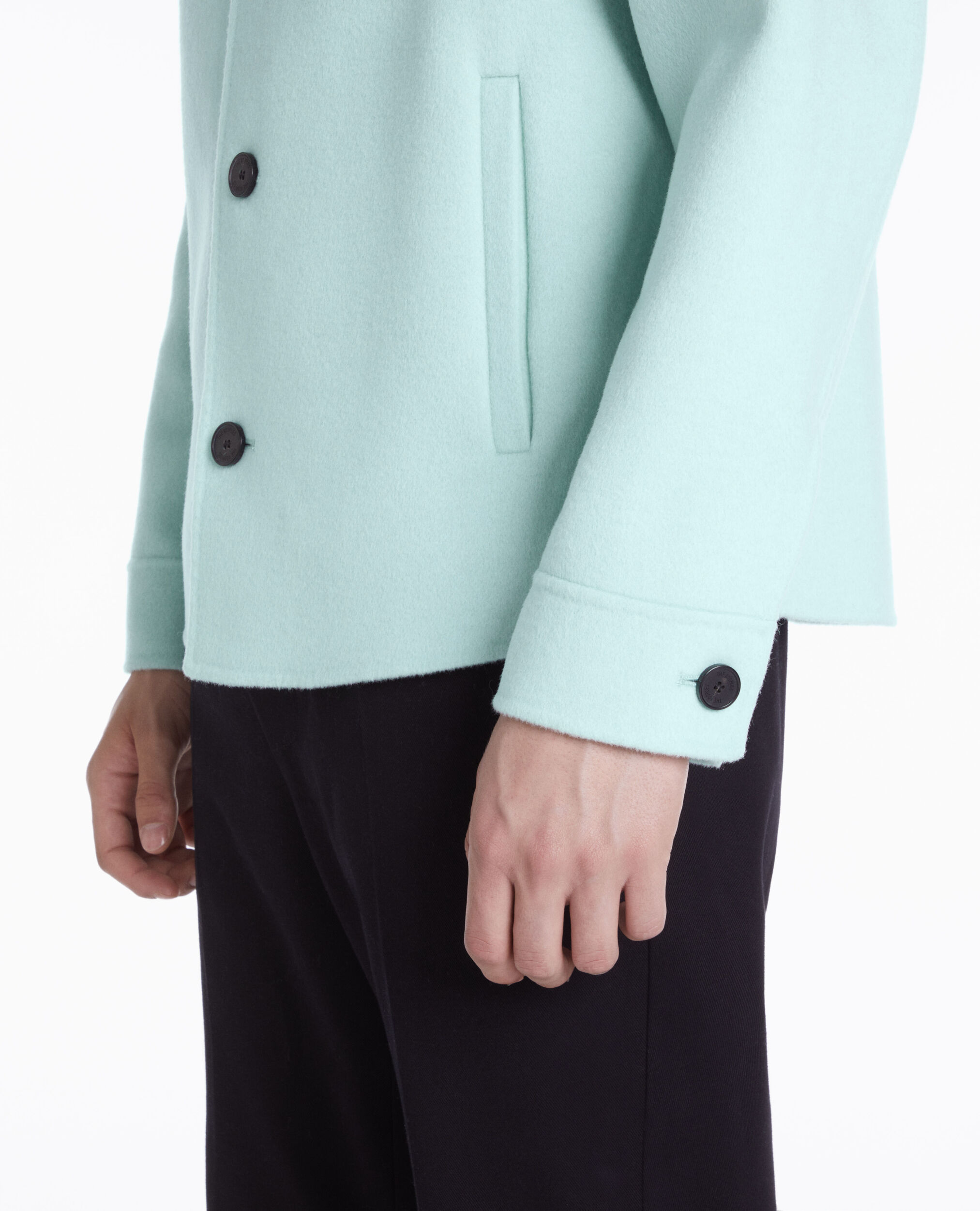 Blouson type surchemise vert en laine