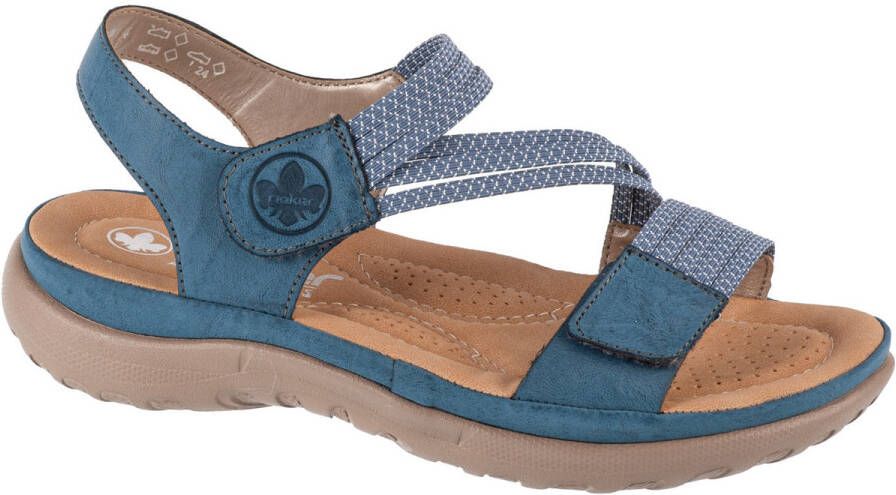 Rieker Blauwe Comfort Sandaal met Klittenbandsluiting Blue Dames
