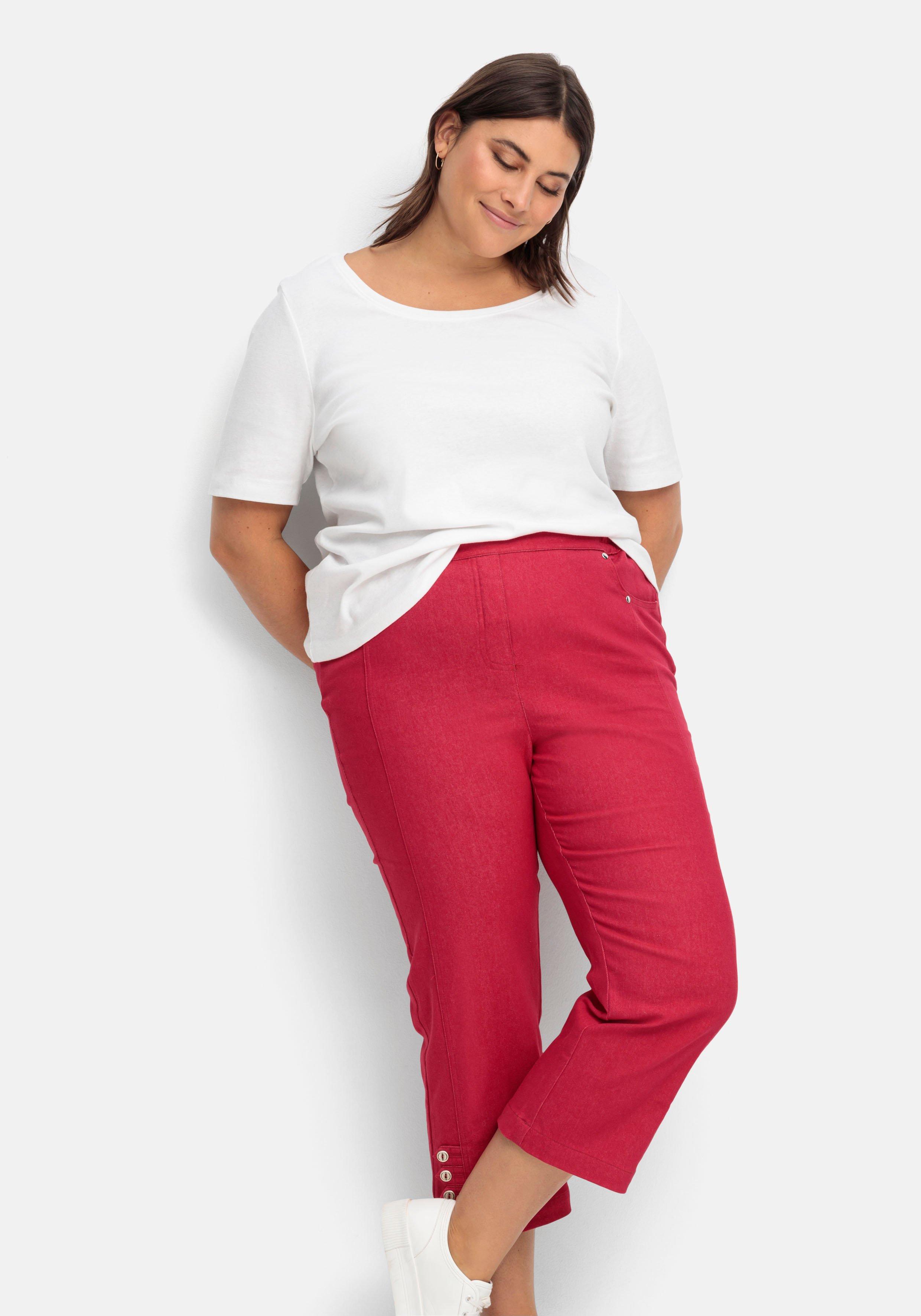 7/8-Jeans mit Zierknöpfen am Saum