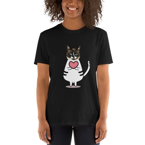 Camiseta feminina Mascochula, personalizada com a foto do seu animal de estimação, preta.