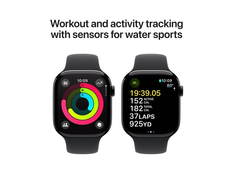 Apple Watch Series 10 46 mm LTE Alu Jet Black Sport M/L Eine glatte Zehn