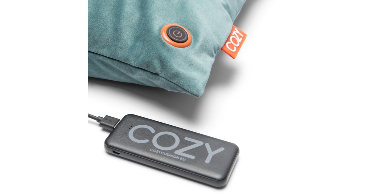 CozyUna Velvet 45 x 45 cm draadloos warmtekussen  (Blauwgroen, Powerbank 5000 mAh)