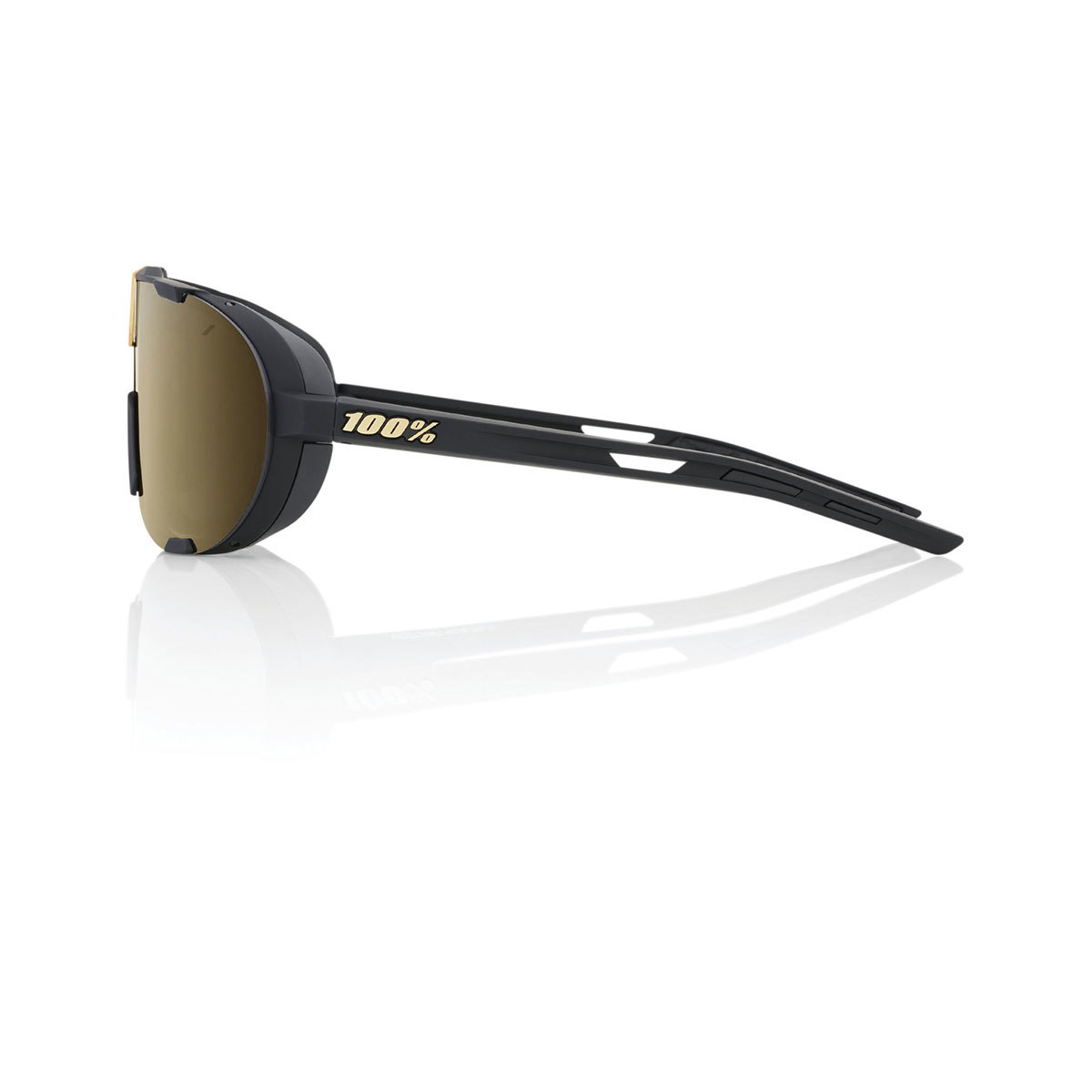 100% Westcraft Sport Zonnebril Zwart met Soft Gold Mirror Lens