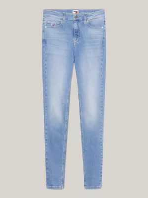 Calça jeans Nora de cintura média, skinny e desbotada.