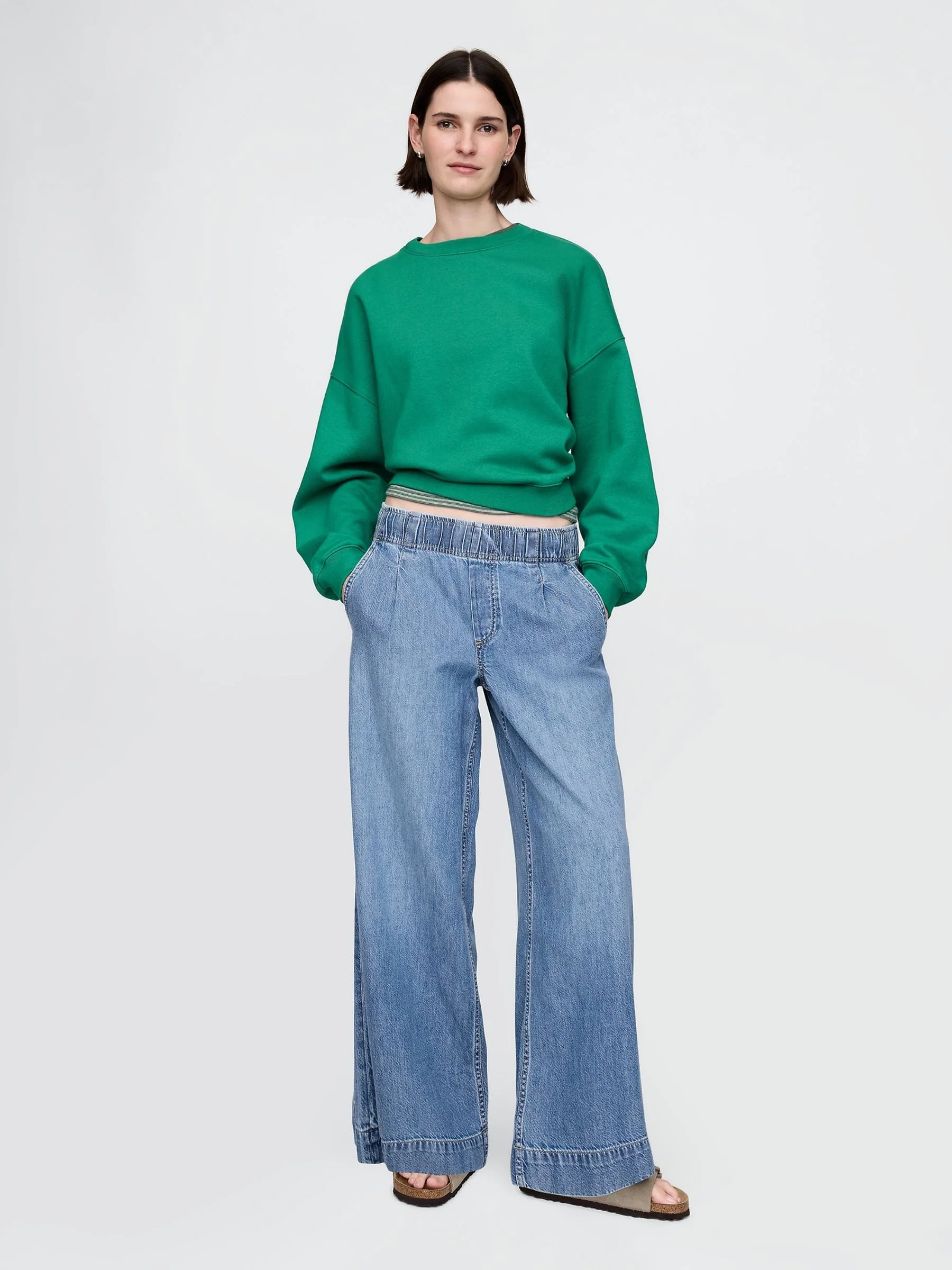 Blauw - Gap UltraSoft Easy Baggy jeans met halfhoge taille