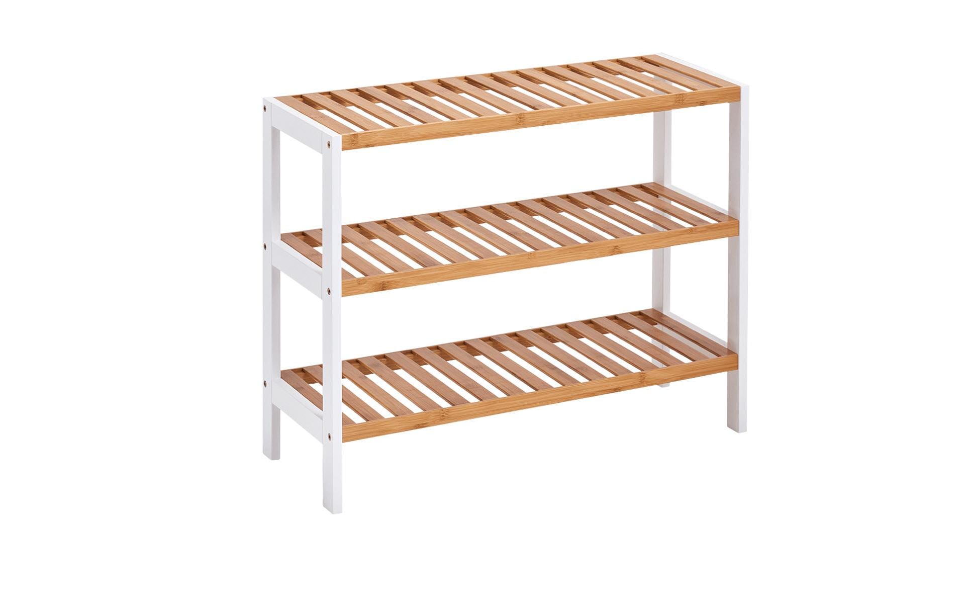 Schuhregal mit 3 Ablagen 70 x 54 cm, Nature/WeissSchuhorganizer aus Bambus