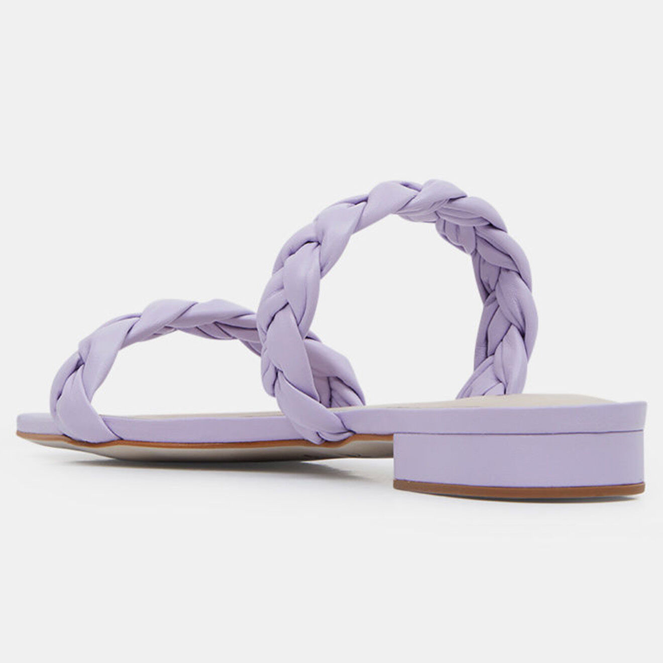 Galeries Lafayette Mules plates en Cuir brides tressées violet clair
