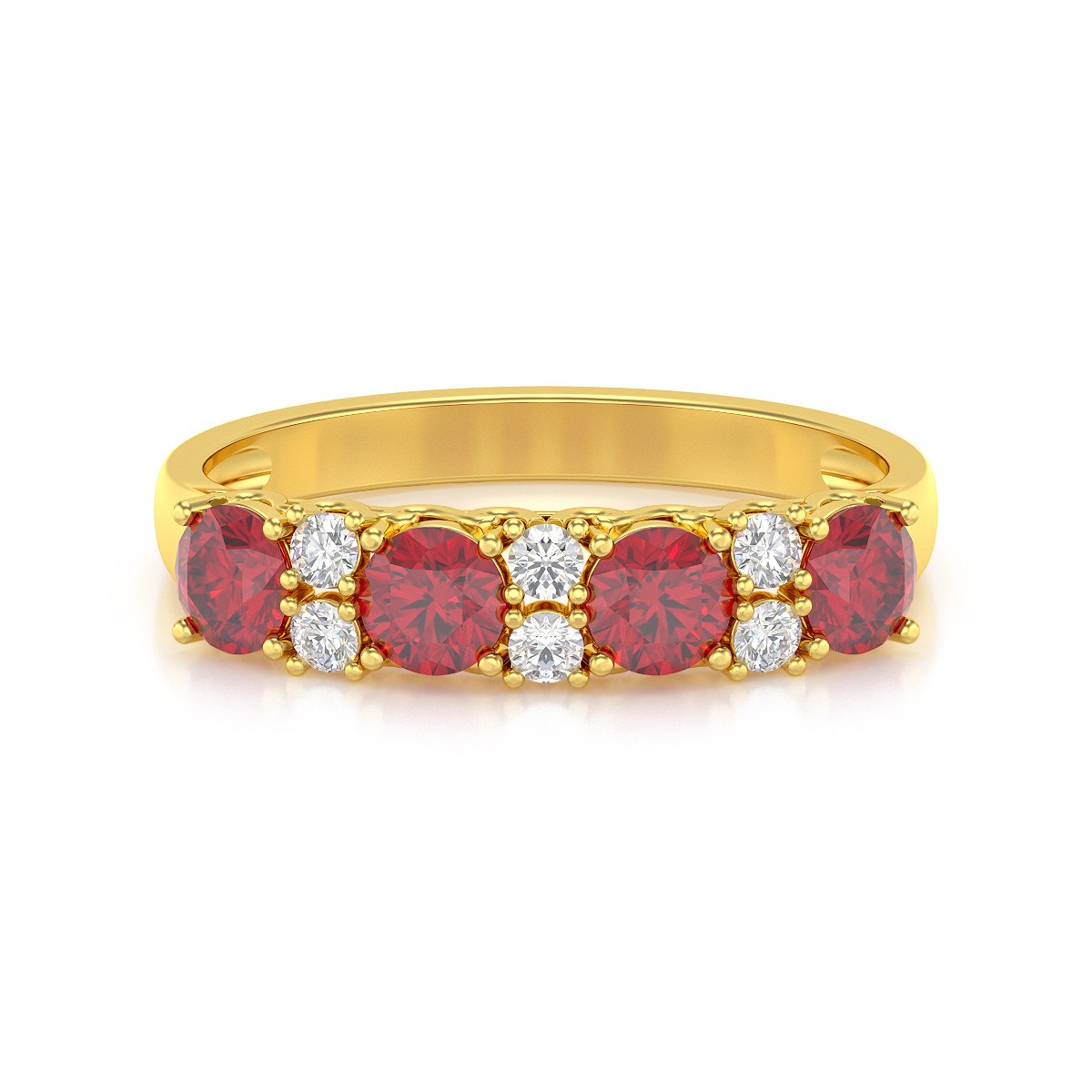Bague ADEN Or 585 Jaune Rubis et diamants 2.650grs