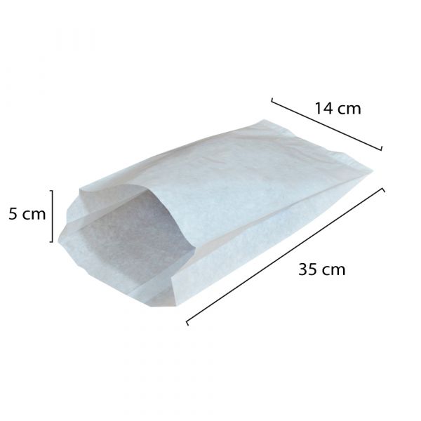 Saco de Papel Branco 140x50x350mm 50 Un.