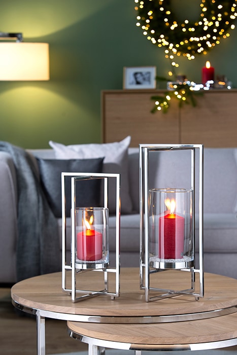 Fink Windlicht »NORMAN, Weihnachtsdeko« aus Edelstahl und Glas, 1-flammig