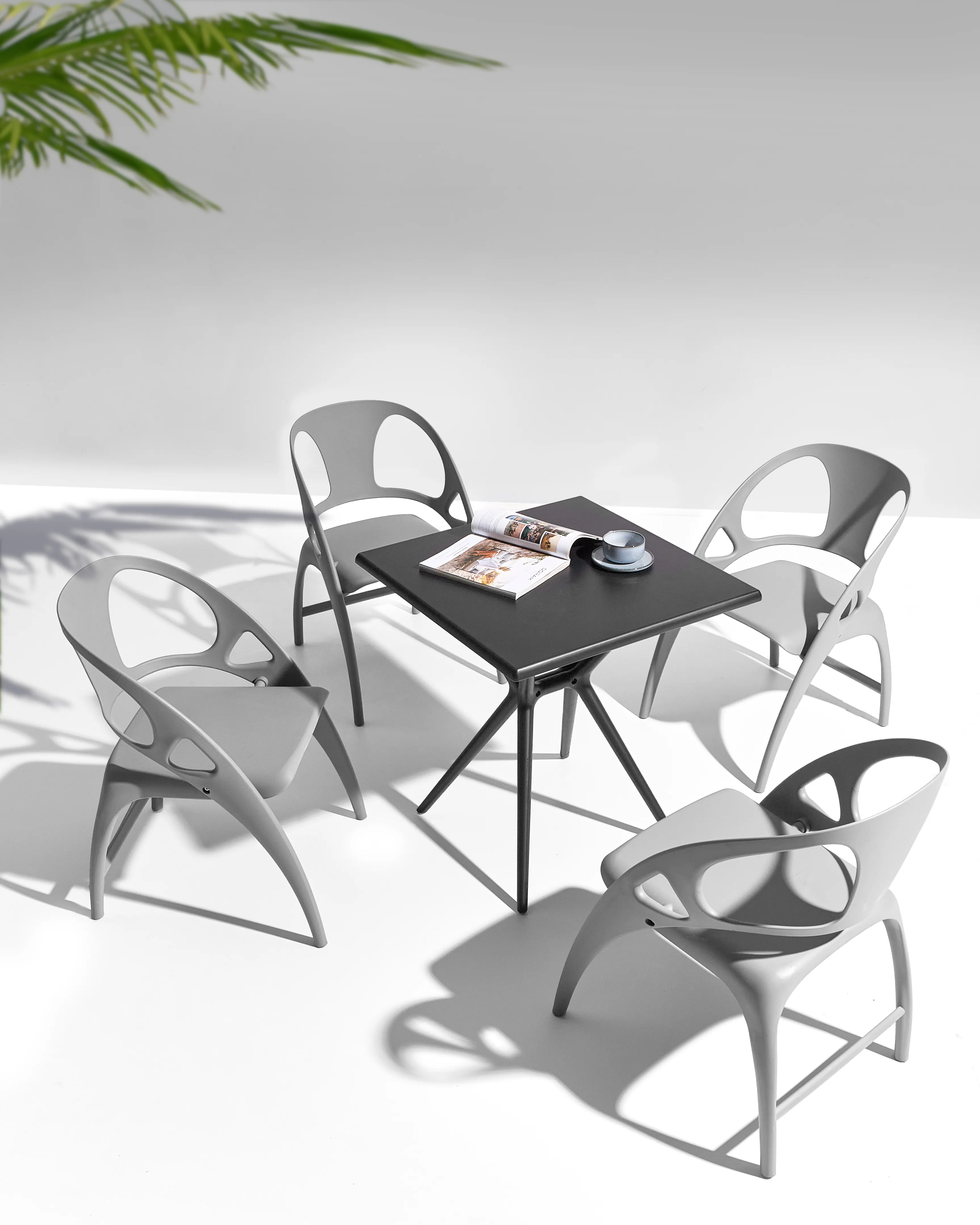 Set van 4 tuinstoelen NEMI inklapbaar Grijs
