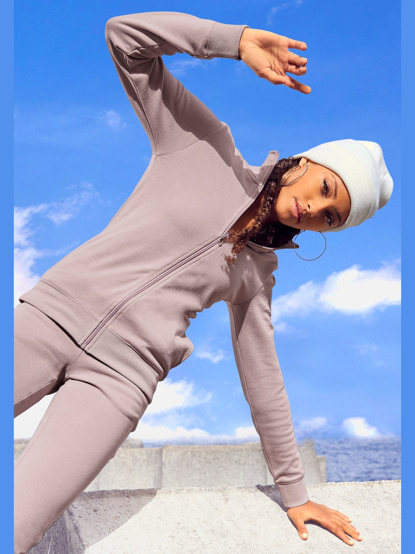 Veste sweat basique, logo imprimé et broderie