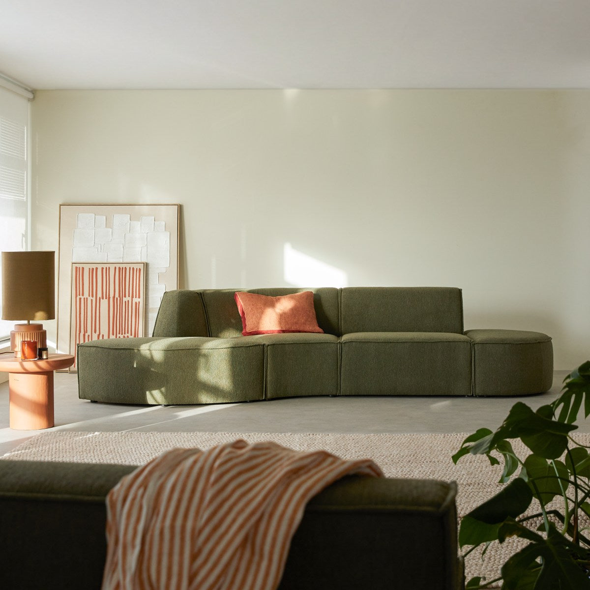 Tikamoon - Dario modulaire 4-zitsbank van groene stof