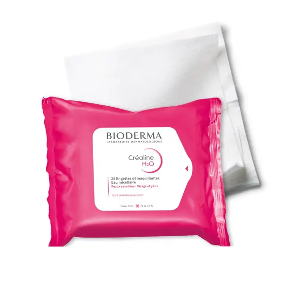 Bioderma Créaline H2O Gel de Limpeza Facial para Pele Sensível - 25 Lenços Umedecidos