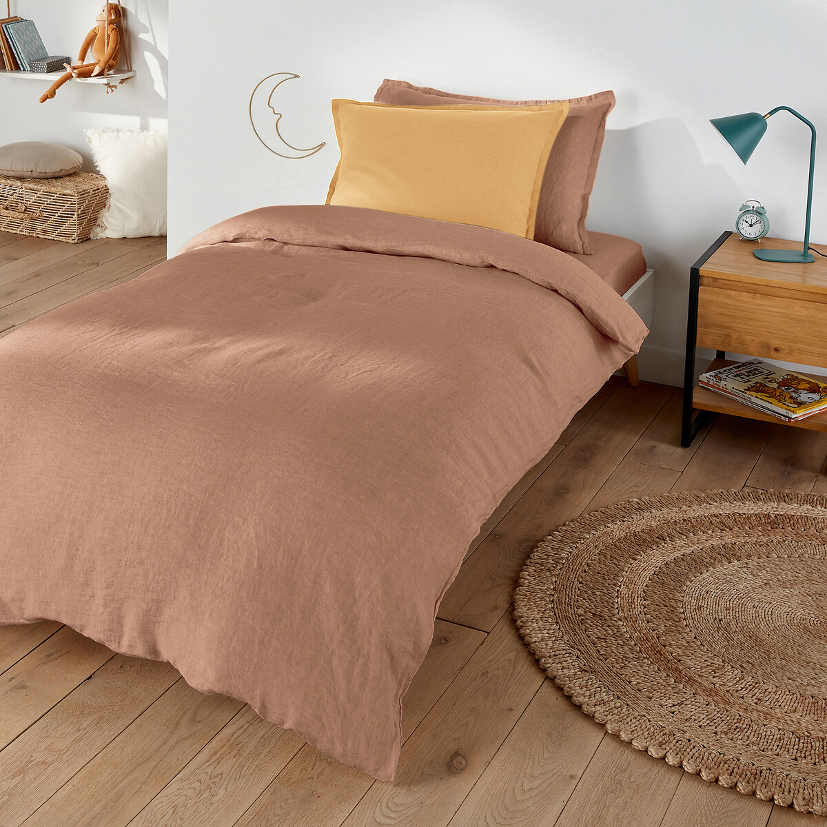 LA REDOUTE INTERIEURS<br>Lençol justo de linho lavado, bainha 30 cm, Linot