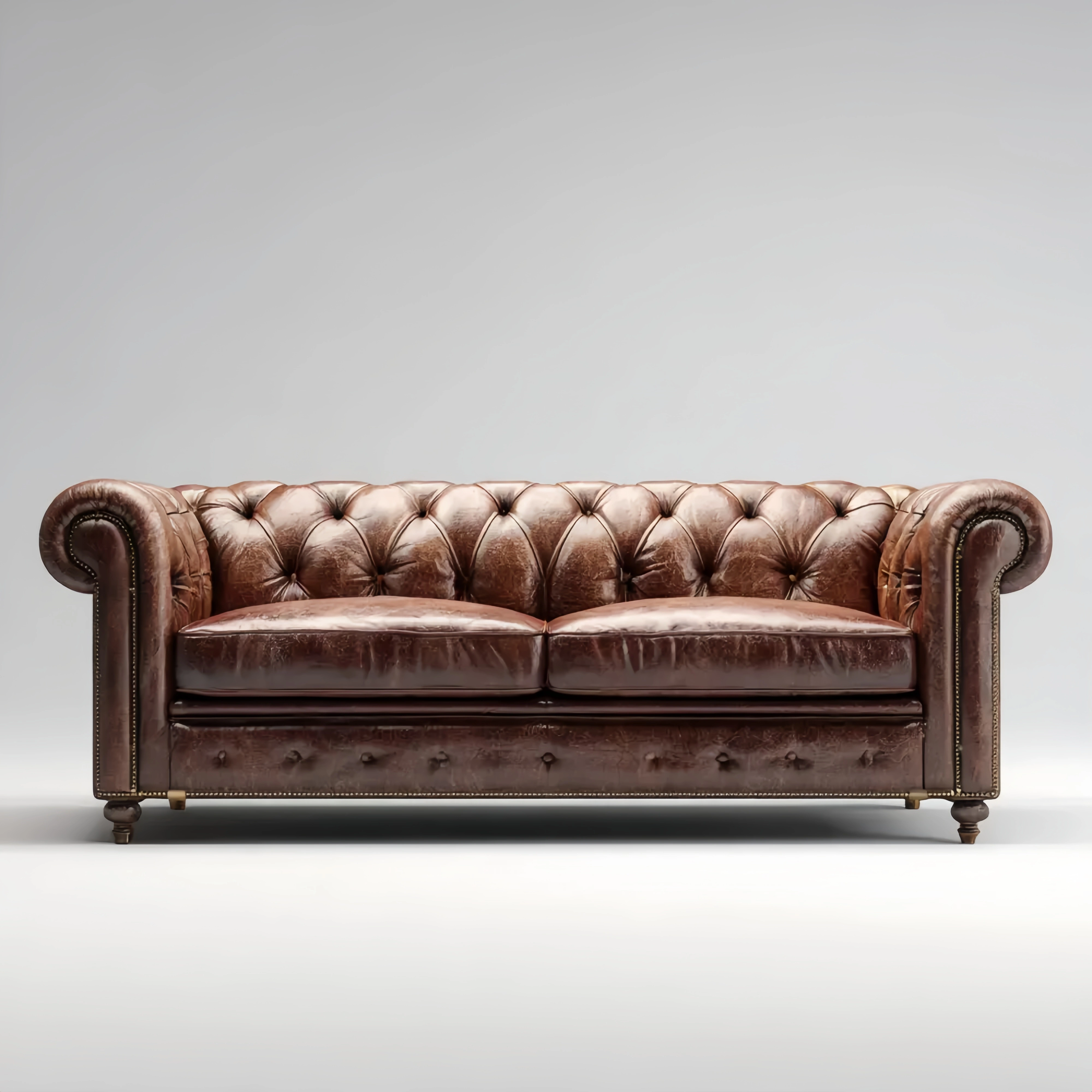 2-Sitzer-Sofa Leder 180x95x75 cm – Braun – Klassisches Chesterfield-De