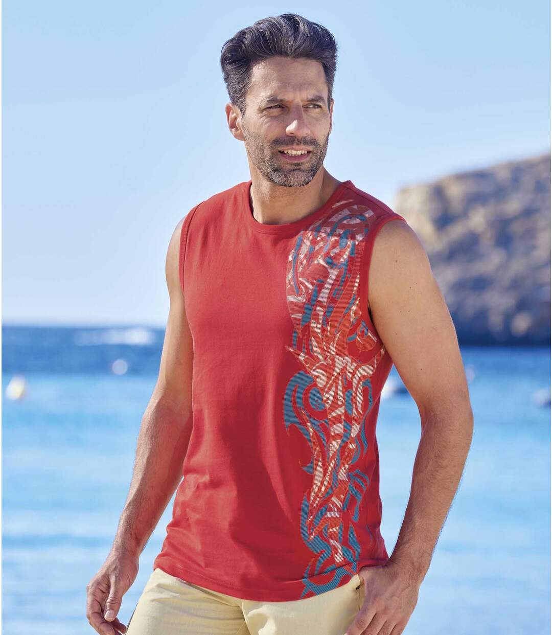 Lot de 2 Tee-Shirts Sans Manches Imprimé Maori