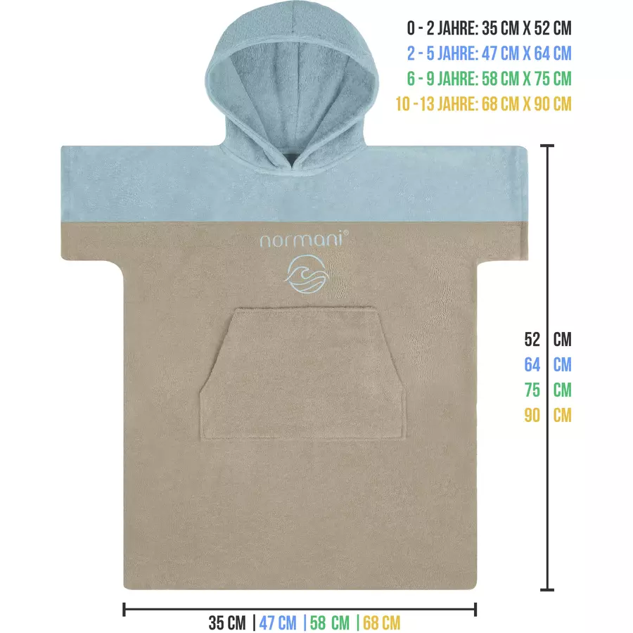 normani Kinder Badeponcho 2-5 Jahre Puwai Hellblau