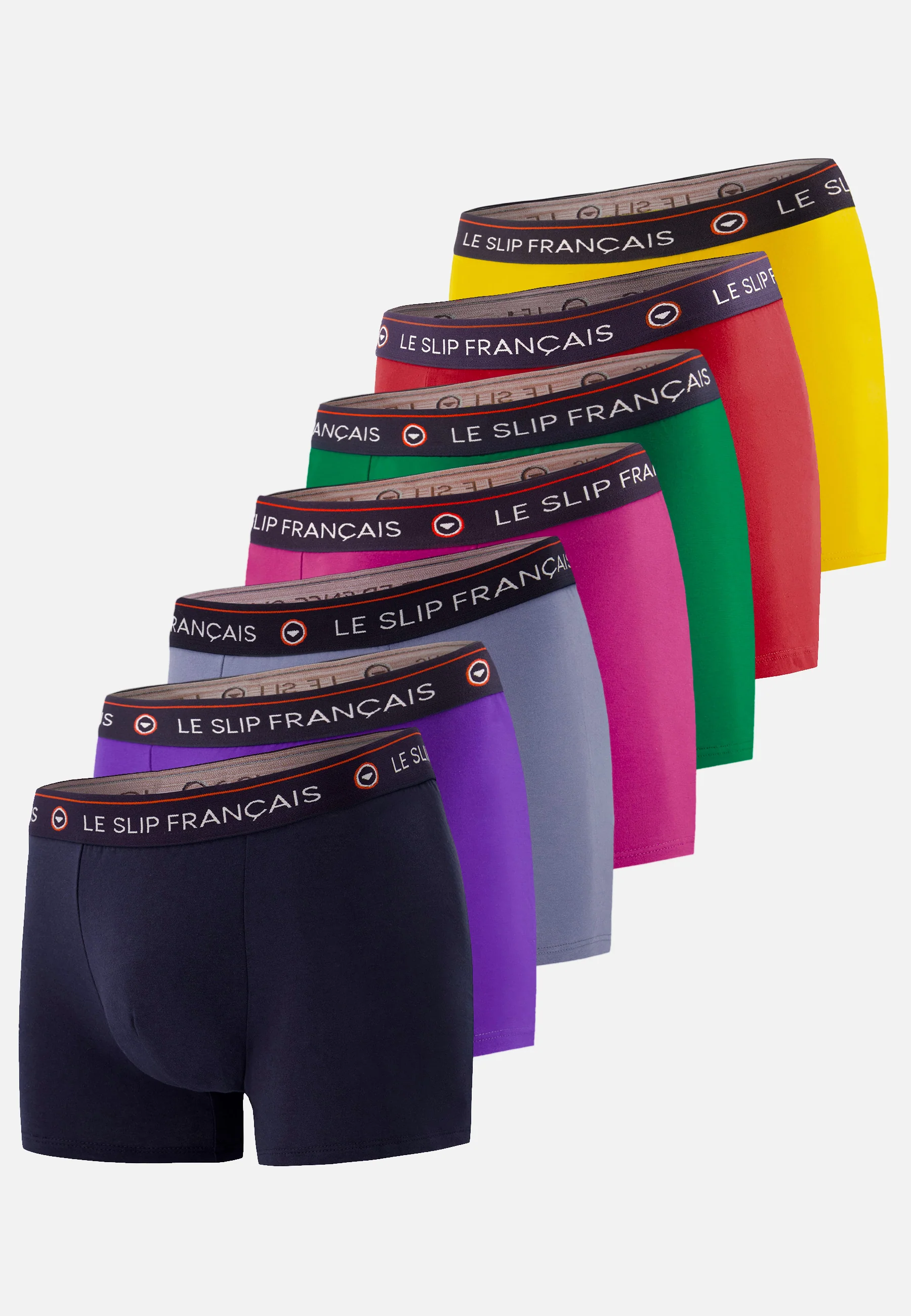 Sept boxers en coton-Pack Semainier Boxer Redoutable Marine Velours Bleu Jean Betterave Epicéa Rouge Cire