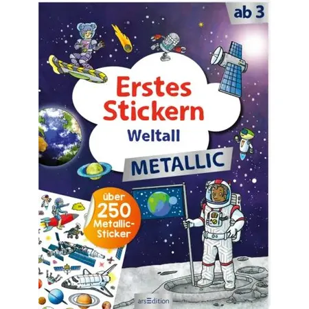 ars Edition Erstes Stickern Metallic - Weltall