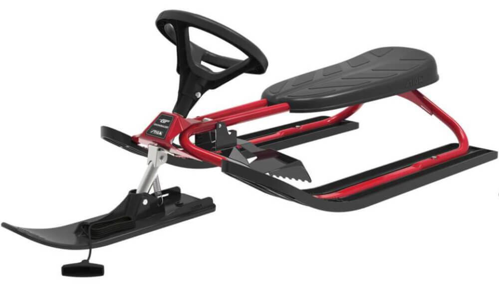 Skibob mit Metallrahmen und Fußbremse