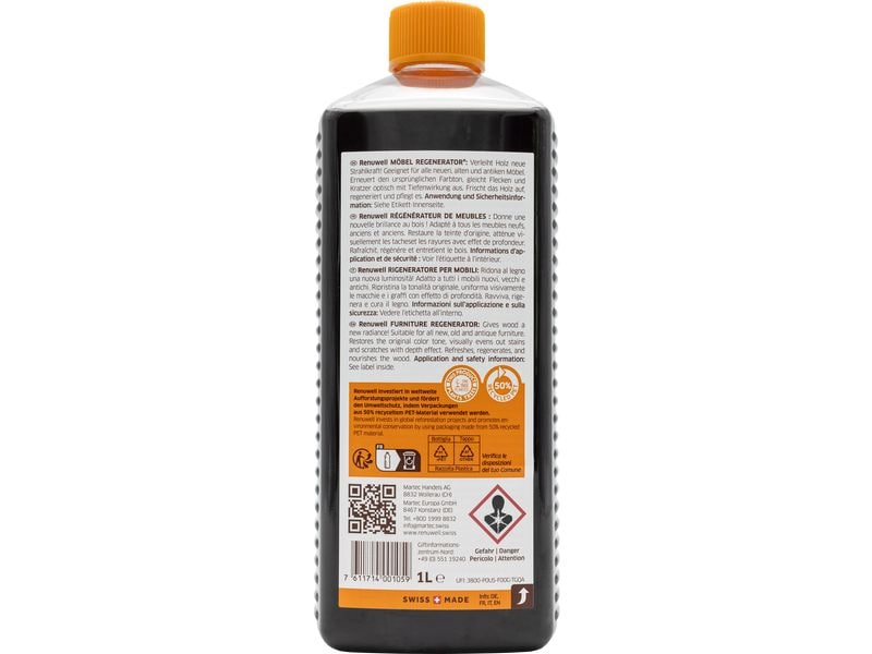 Renuwell Pflegereiniger Möbel-Regenerator, 1000 ml Zum Reinigen, Auffrischen, Pflegen und Schützen von Holz