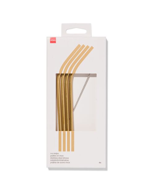 4 pailles - inox - doré