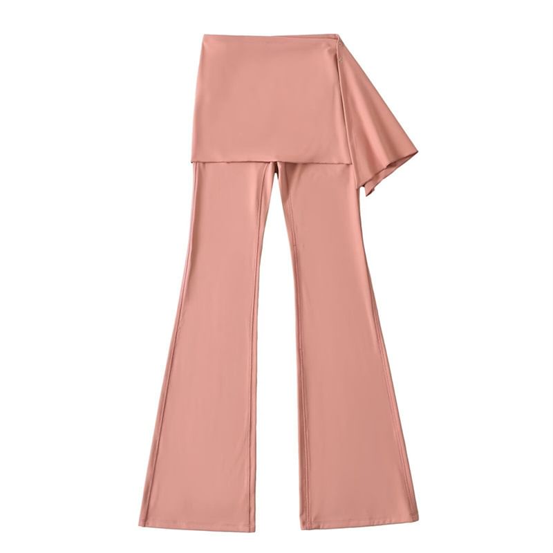 Larlige - Hoge taille effen asymmetrische rok overlay uitlopende yogabroek
