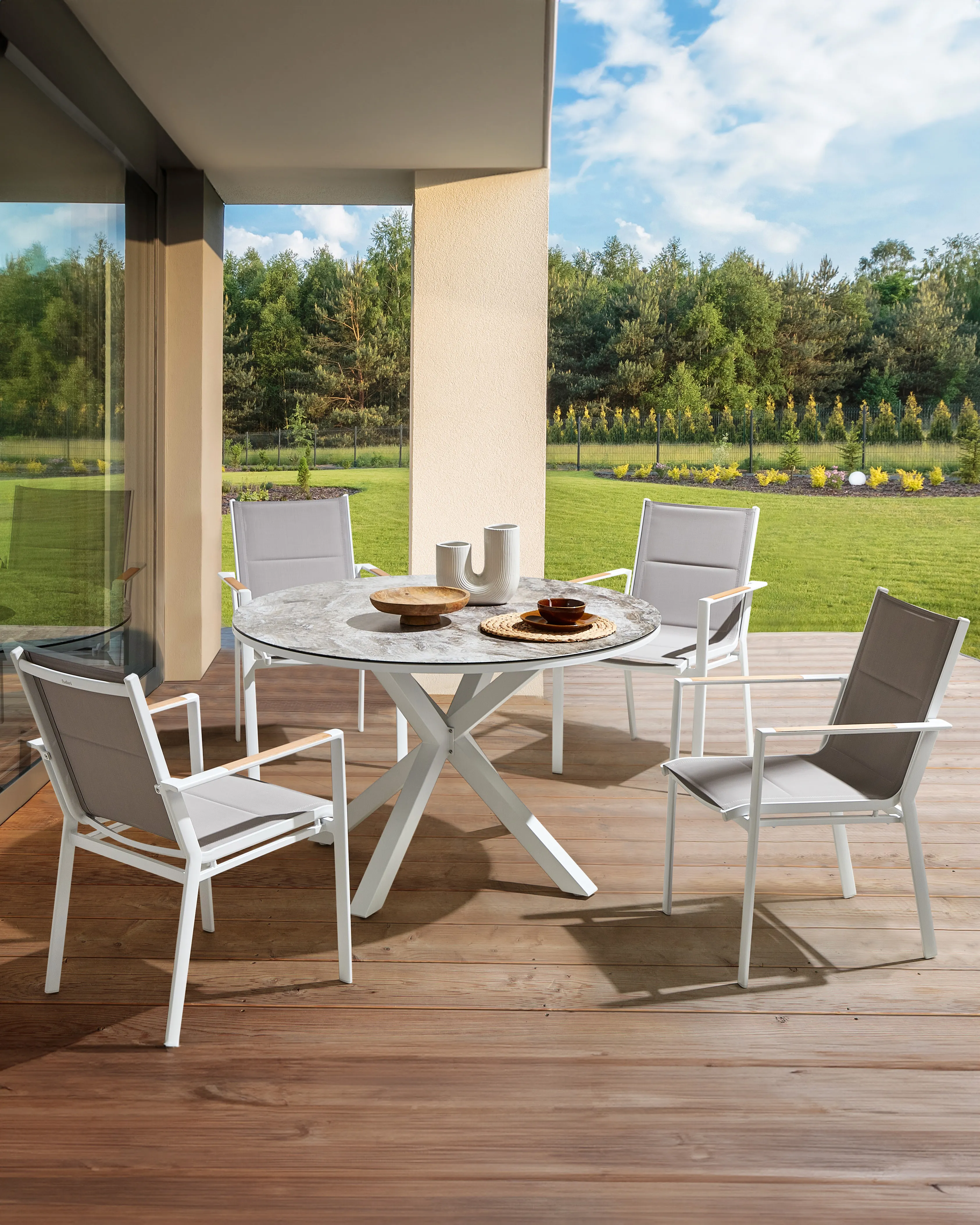 Set van 4 tuinstoelen BUSSETO Metaal Grijs