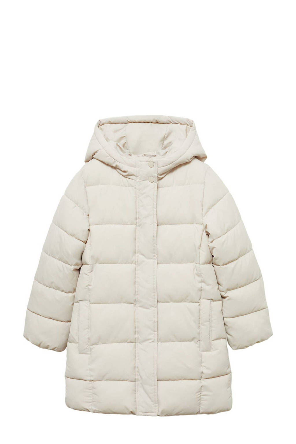Mango Kids gewatteerde winterjas naturel wit