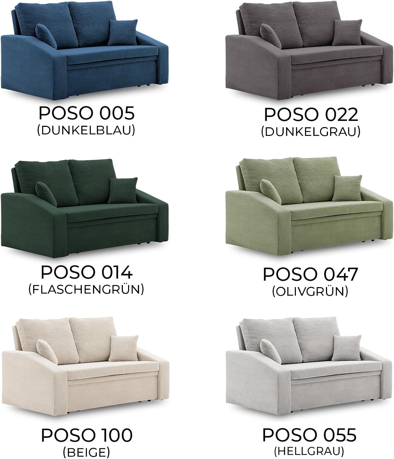 Sofa Dorma mit schlaffunktion, einfacher Aufbau, modernes Design, polstermöbel. Schlafcouch zum Wohnzimmer. Widerstandsfähiges, Minimalistisches Design (POSO 100)