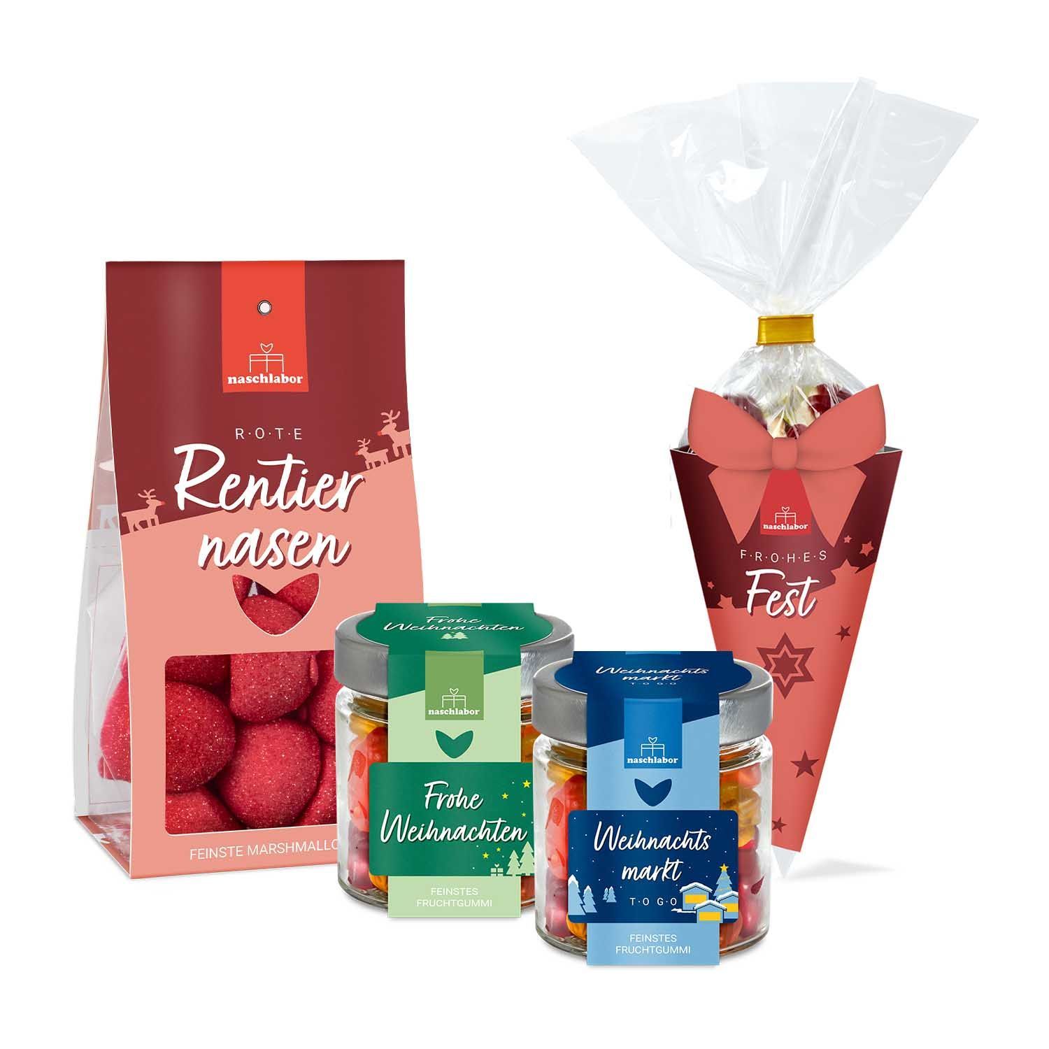 naschlabor 4er Set Weihnachtliche Fruchtgummi und Marshmallow