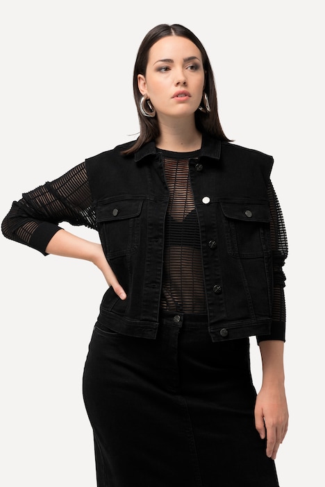 Jeansweste, Boxy Fit, Hemdkragen, Metallknöpfe