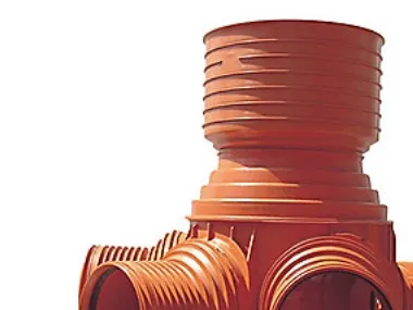 Uponor 160 x 425 mm TP2-brønd, glat, højre/venstre tilløb