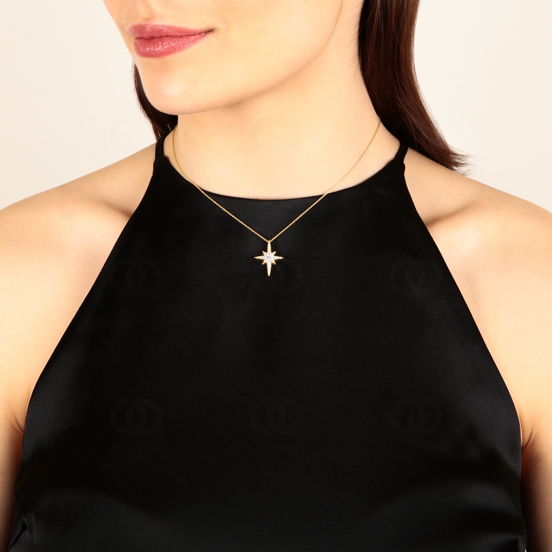 Anhänger 750/18 K Gelbgold Stern mit Diamanten 0.33 ct H/si