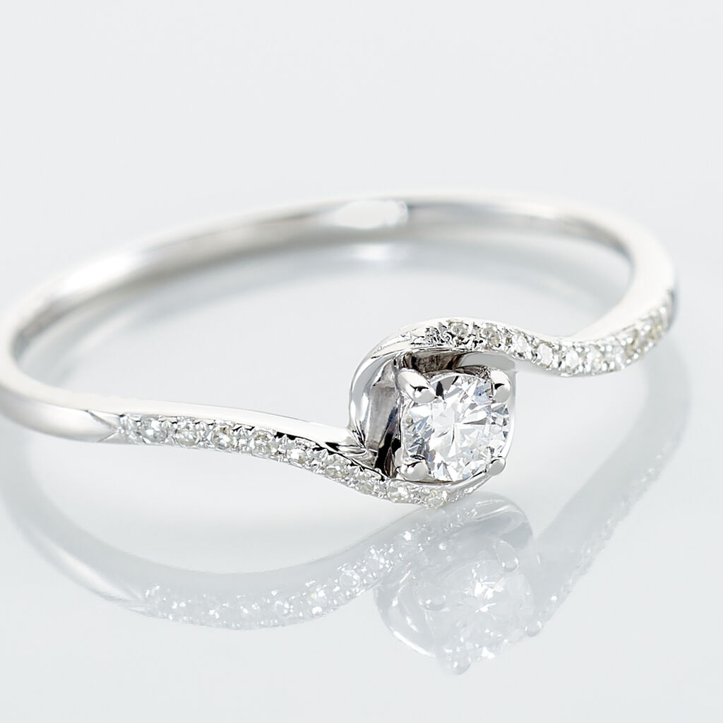 Bague Vrille Accompagnee Or Blanc Diamant