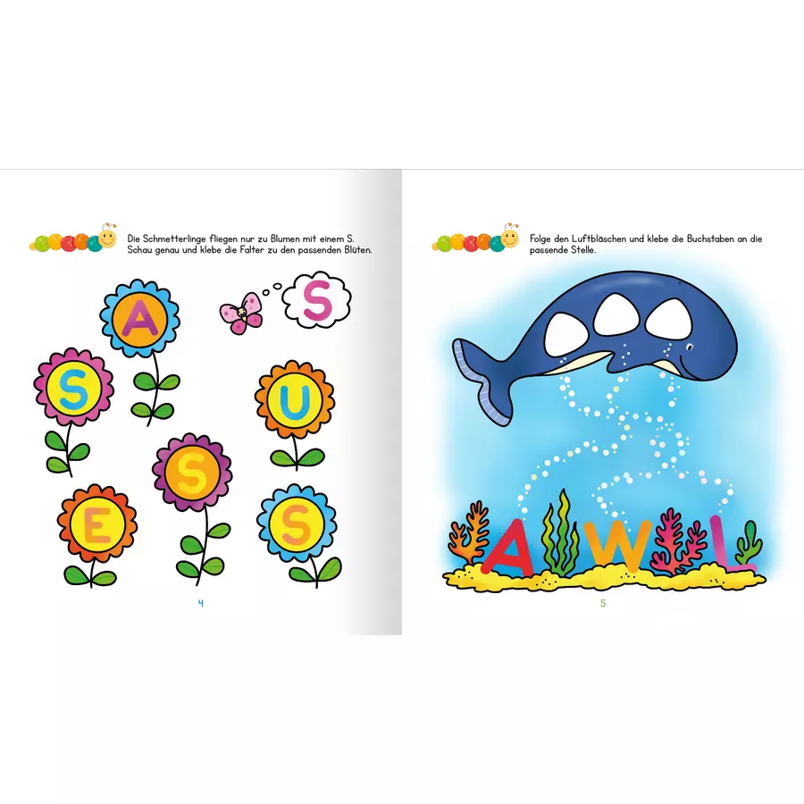 arsEdition Lernraupe – Erstes Stickerheft – Buchstaben und Wörter