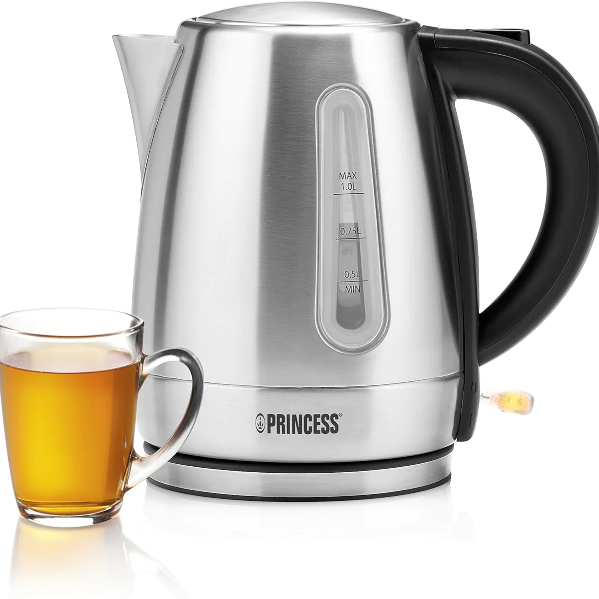 bouilloire électrique de 1L sans fil 2200W noir gris Princess