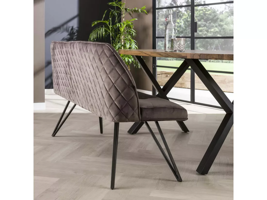 Banc de table à manger en velours gris 160 cm MELBOURNE