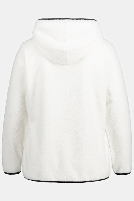 Fleece-Hoodie, Koordinaten-Druck, Zipptaschen, Langarm