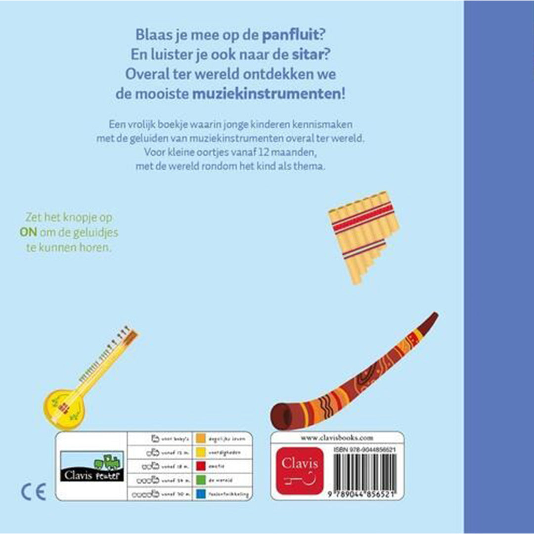 uitgeverij clavis geluidenboek nog meer muziekinstrumenten van overal