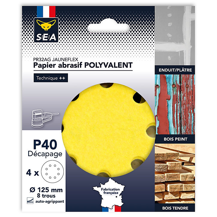 Papier abrasif corindon ø125 mm grain 120, lot de 4
