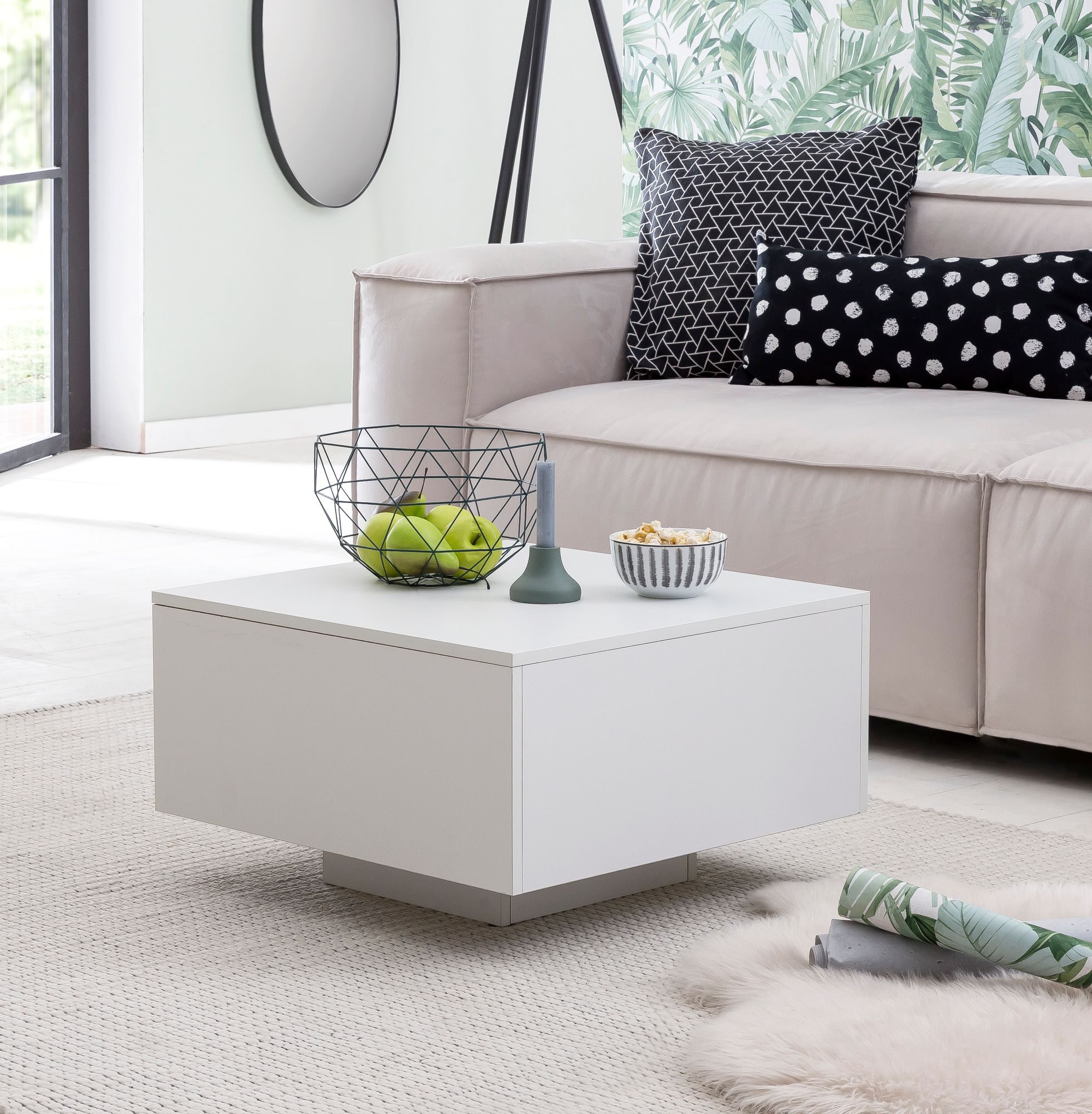 KADIMA DESIGN Holz Couchtisch, Stilvoller Wohnzimmer C-Tisch im puristischen Design