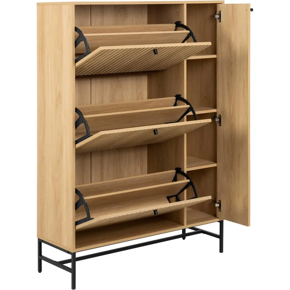 Hioshop Dylan schoenenkast 3 lades 3 planken natuur