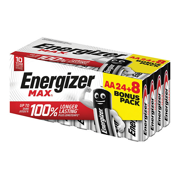 Piles Energizer Max AA LR06, lot de 24+8