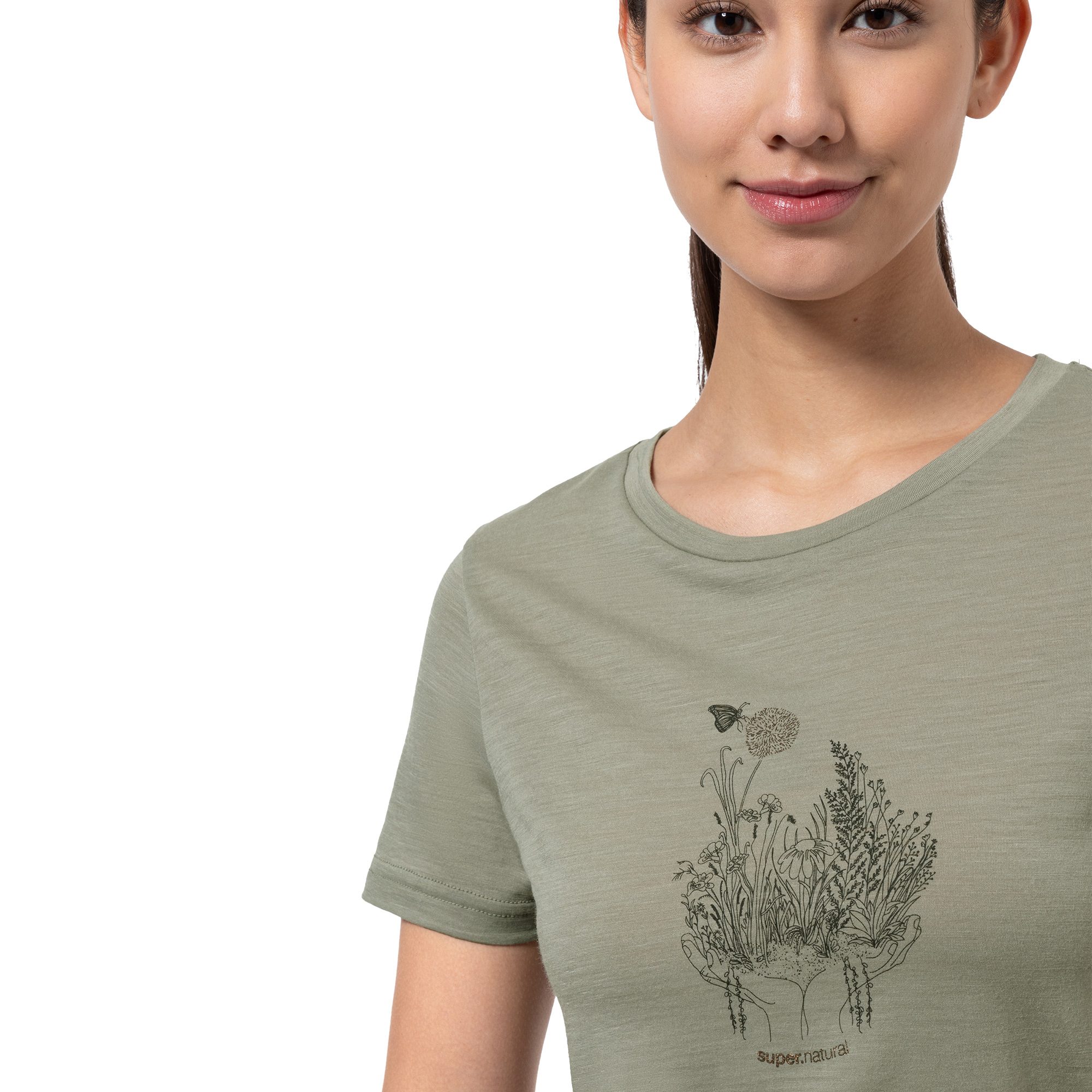 super.natural Flowerhands T-Shirt Damen dried sage