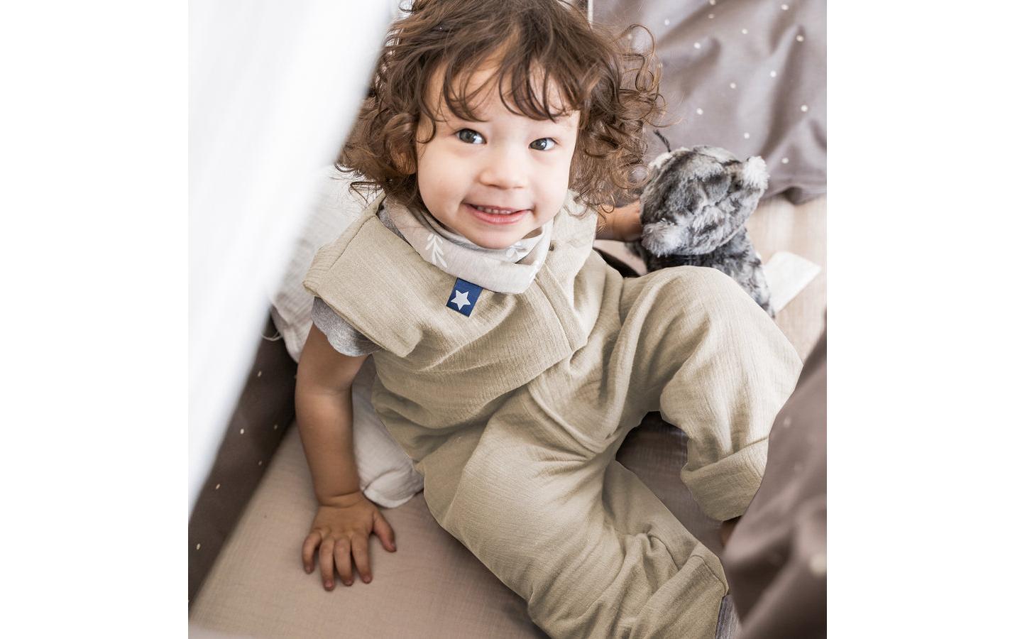 Baby-Sommerschlafsack Jumper Musselin Sand 104 cmSchlafoverall Jumper mit Reissverschluss