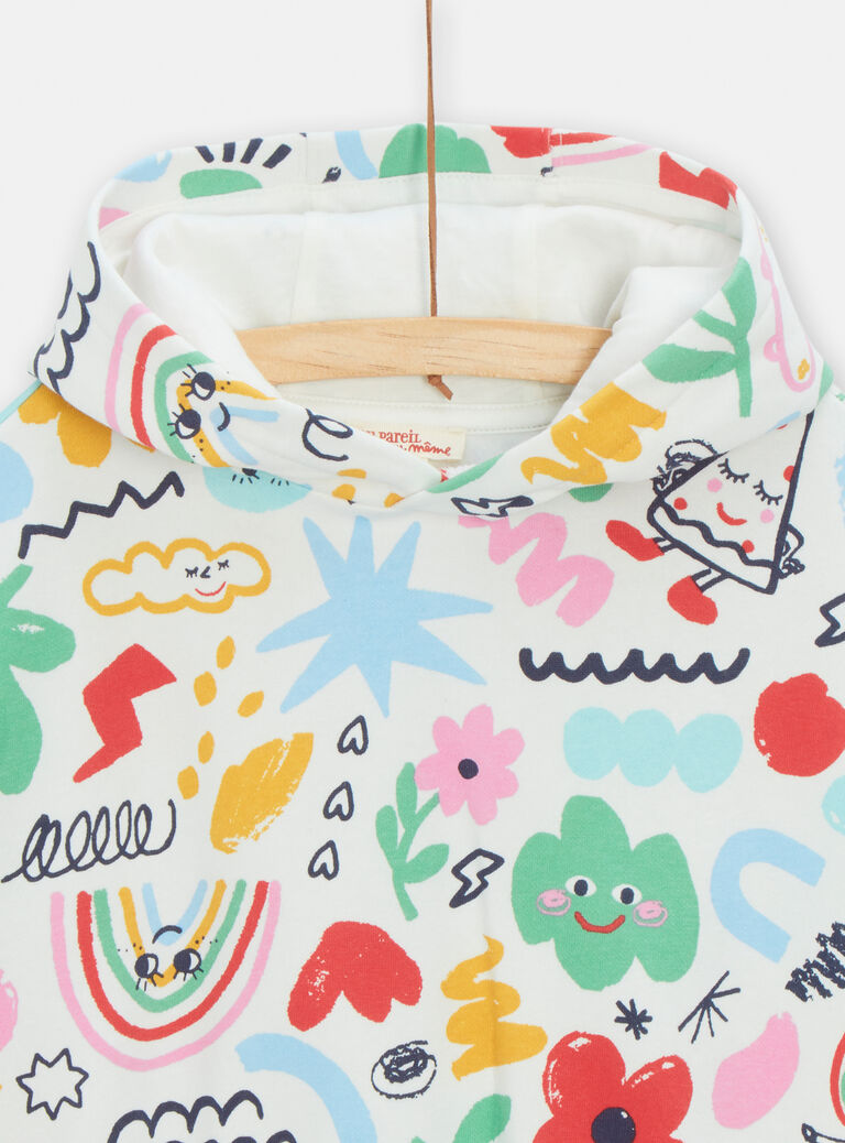 Sweat à capuche à imprimé fantaisie pour fille