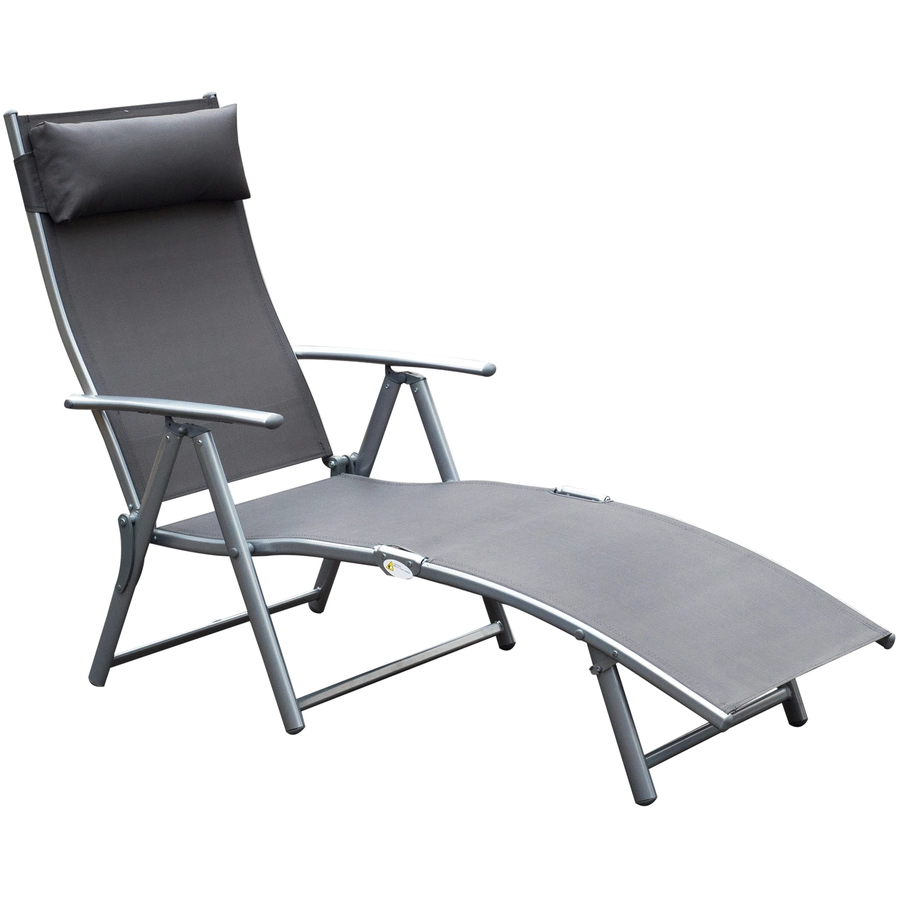 Outsunny Gartenliege mit Kissen grau