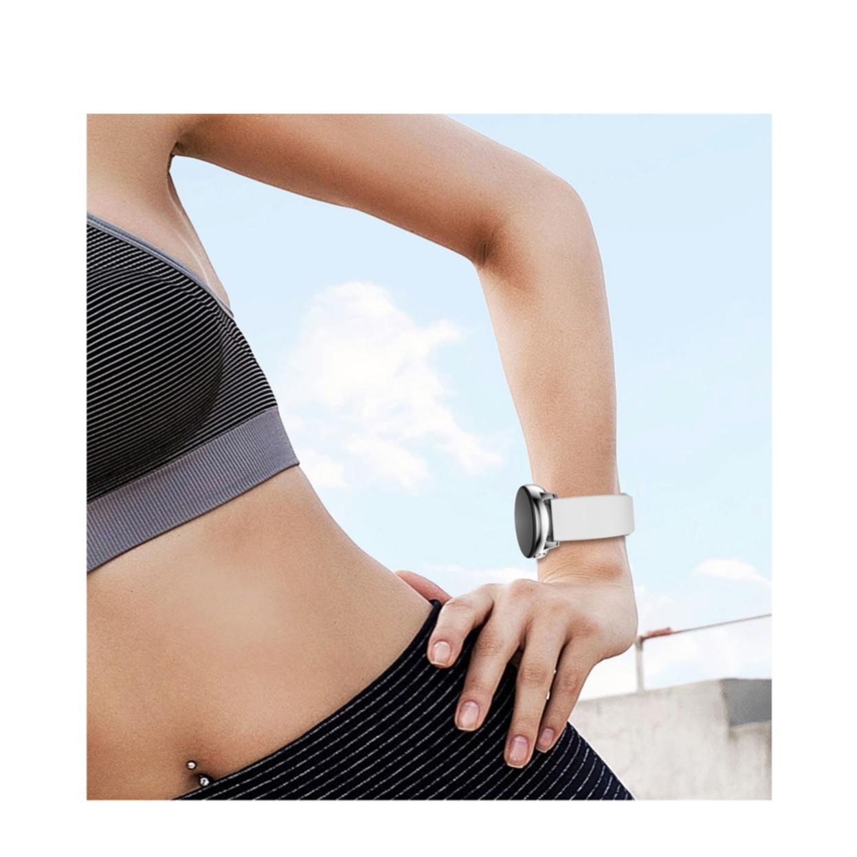 Samsung Galaxy Watch 4 Classic (42mm) Silikon Sport Armband mit Dornschliesse (Gelenkumfang: 160-210mm) - Weiss